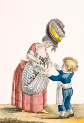 Young peasant girl with young boy, engraved by Dupin, plate from 